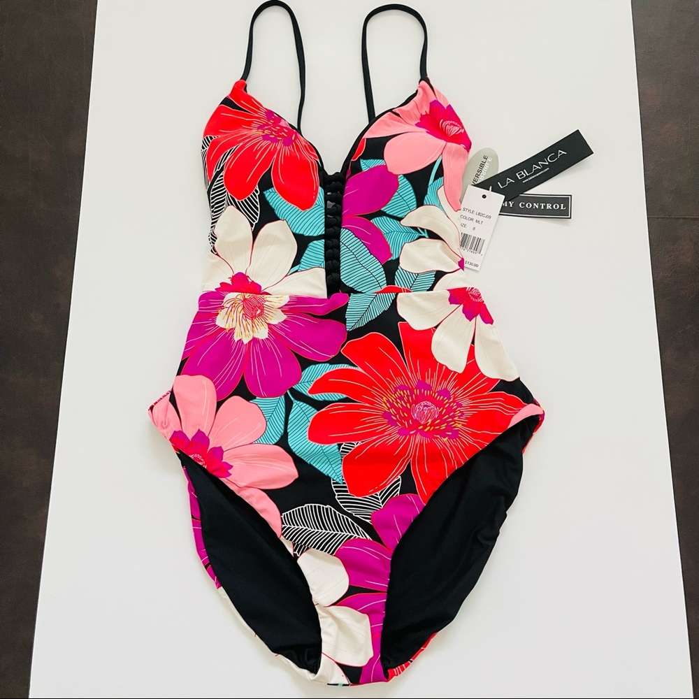 La Blanca Reversible/Tummy Control One-Piece Swimsuit - Picture 4 of 9